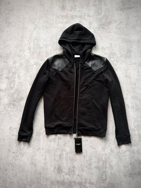 SAINT LAURENT Saint Laurent 19AW Black Lambskin Fringe Drawstring Hooded Cardigan by Anthony Vaccarello