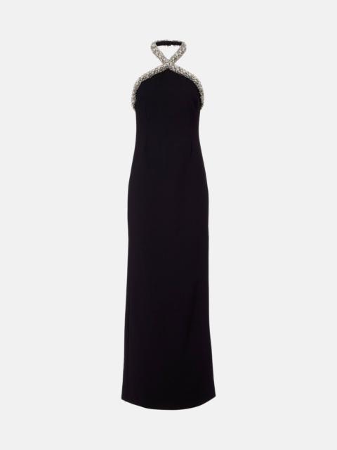 SIMKHAI Embellished halterneck crêpe gown