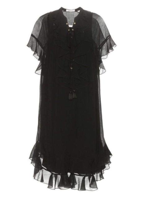 Chloé Cotton Crepon Gauze Ruffle Dress