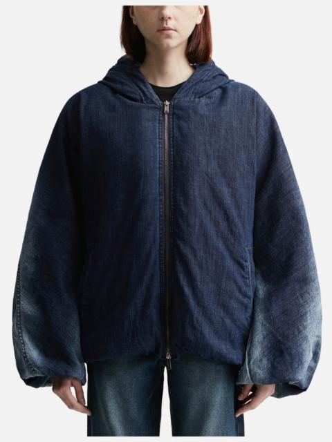 lesugiatelier DENIM HOODED PUFFER JACKET