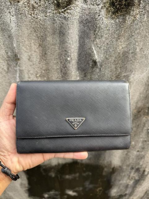 Prada PRADA Long Wallet Safiano Leather Black Auth