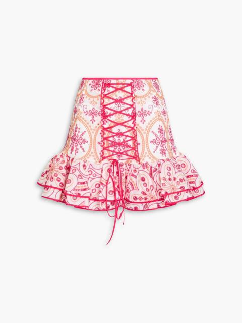 Charo Ruiz Lucrecia lace-up broderie anglaise cotton-blend mini skirt