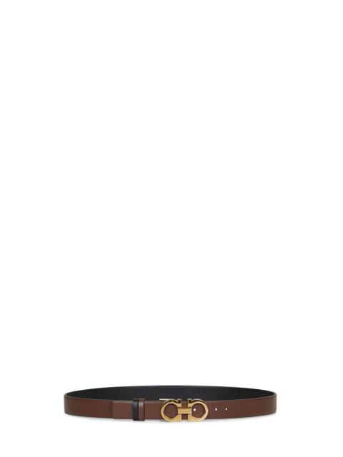 FERRAGAMO Ferragamo Women Cocoa Brown Leather "Gancini Reversible" Belt<Br/>
