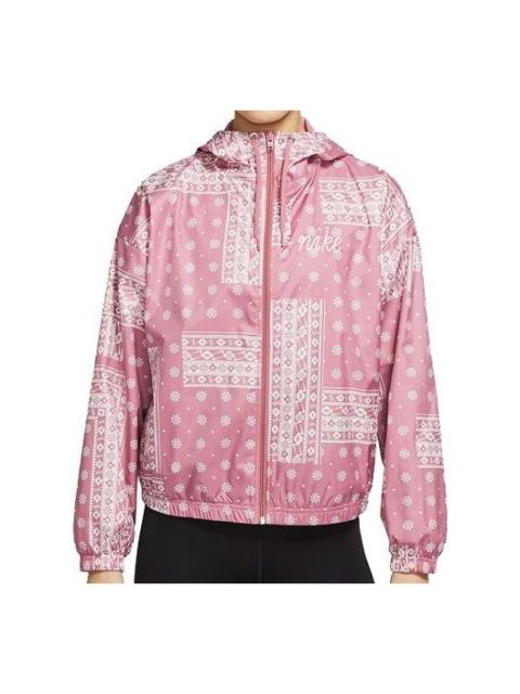 Nike (WMNS) Nike Woven Printing cashew Hooded Jacket Pink Red CU5893-614