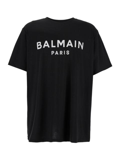 Balmain Balmain Men Black Crewneck T-Shirt With Logo Lettering On The Front In Cotton Man