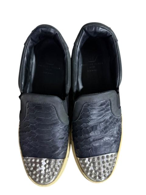 PHILIPP PLEIN Philipp Plein Python Leather Studded Toe Slip-On Italy Made