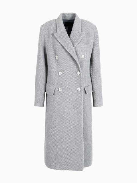 EMPORIO ARMANI Double-breasted wool blend cover fabric coat