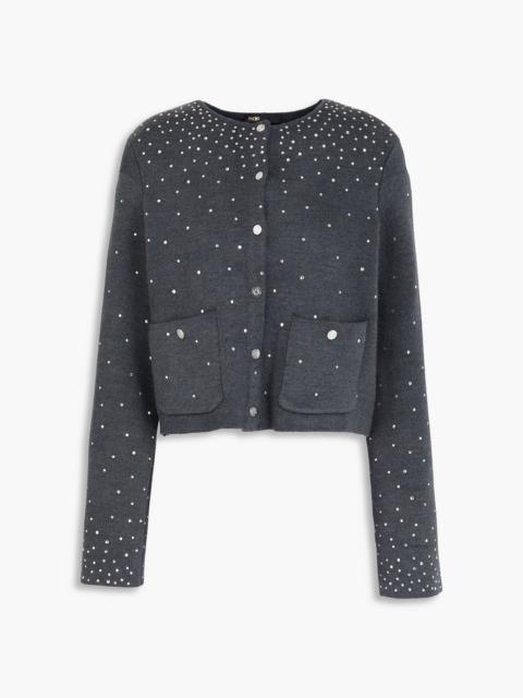 maje Crystal-embellished knitted cardigan
