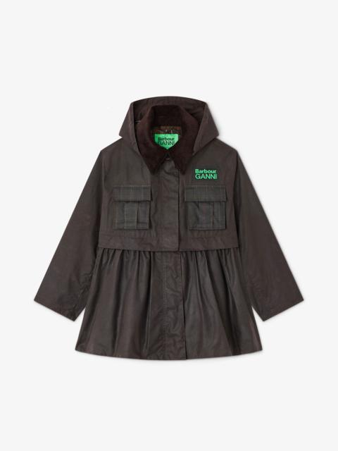 GANNI PEPLUM WAX JACKET IN GREEN