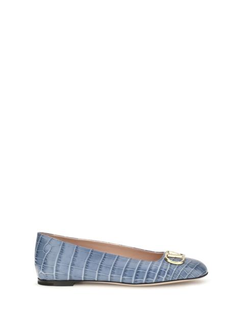 Valentino Valentino Garavani VLogo Croc-effect Ballerinas Blue Women