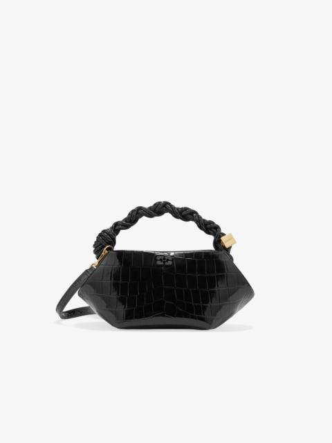 GANNI BLACK CROCO PATENT MINI GANNI BOU BAG