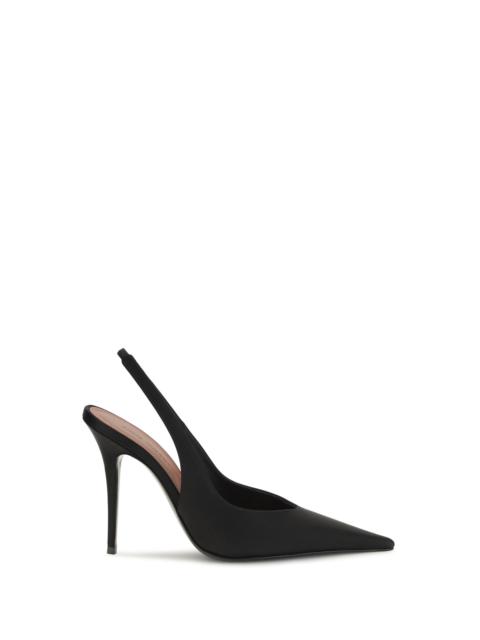 Amina Muaddi Amina Muaddi Anok Satin Slingback Pumps Black