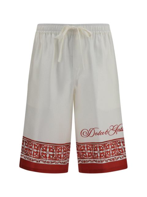 Dolce & Gabbana Dolce & Gabbana Men Maiolica Print Jacquard Twill Shorts