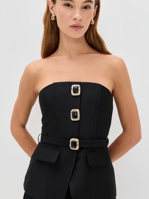 self-portrait Black Taffeta Bandeau Top