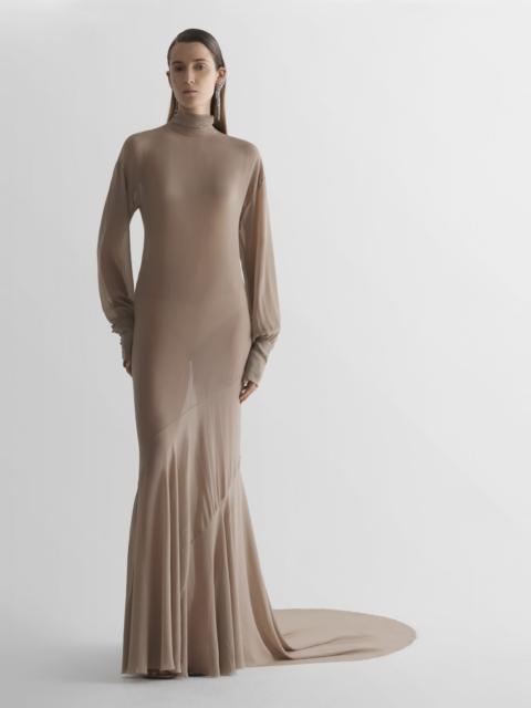 MUGLER Turtleneck sheer gown