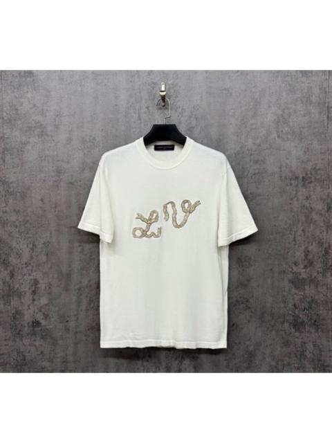 Louis Vuitton Louis Vuitton Lv25 snakeskin beaded logo short-sleeved shirt