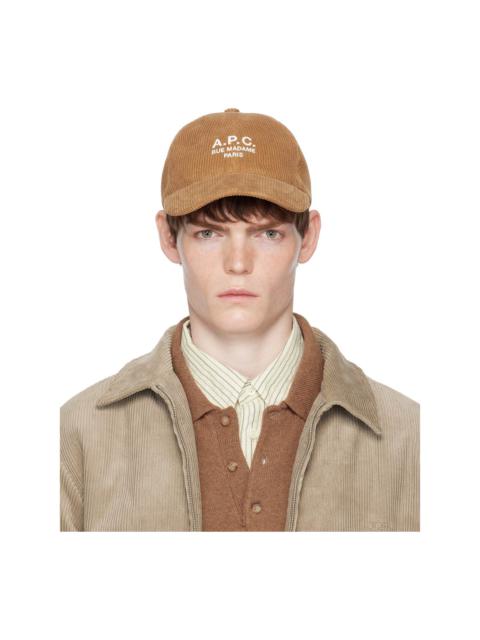 A.P.C. Tan Charlie 'Rue Madame' Baseball Cap