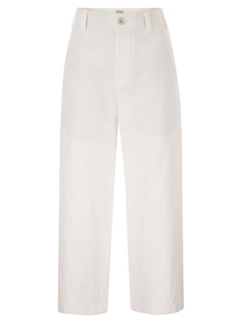 Brunello Cucinelli Brunello Cucinelli Women Crop Chino Trousers In Cotton And Linen Gabardine