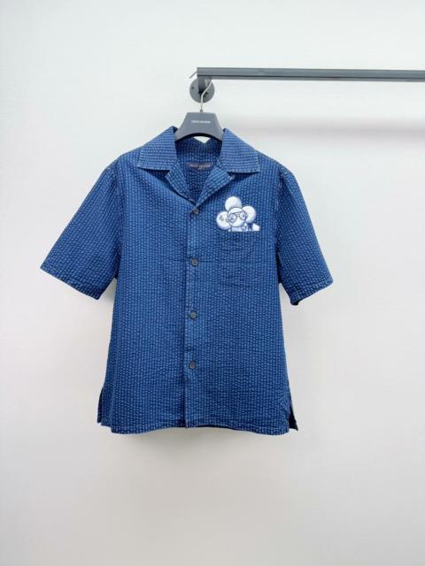 Louis Vuitton Louis Vuitton Blue Patterned Cotton Logo T-Shirt