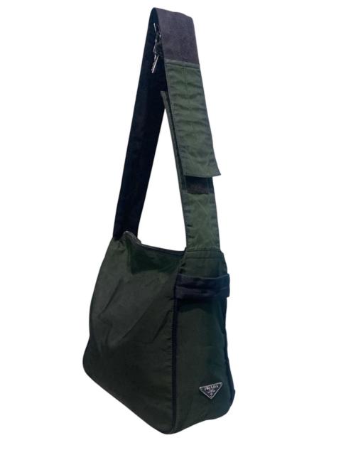 Prada Prada Tessuto Pocono Square Nylon Shoulder Bag Green