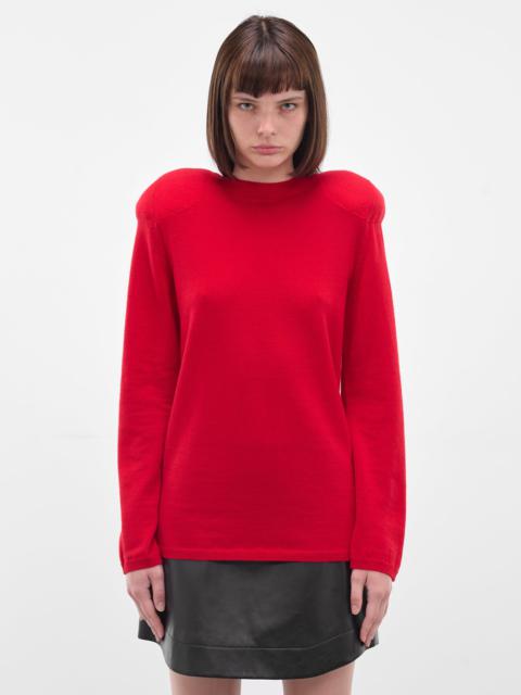 Comme Des Garçons Red Wool Padded Shoulder Sweater
