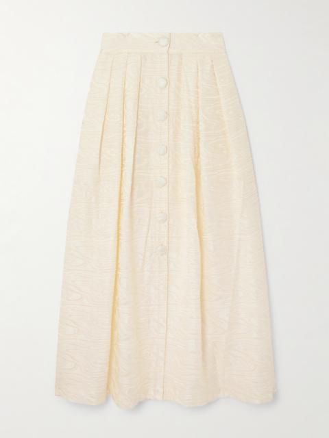 DESTREE Irving Pleated Fil Coupé Woven Midi Skirt
