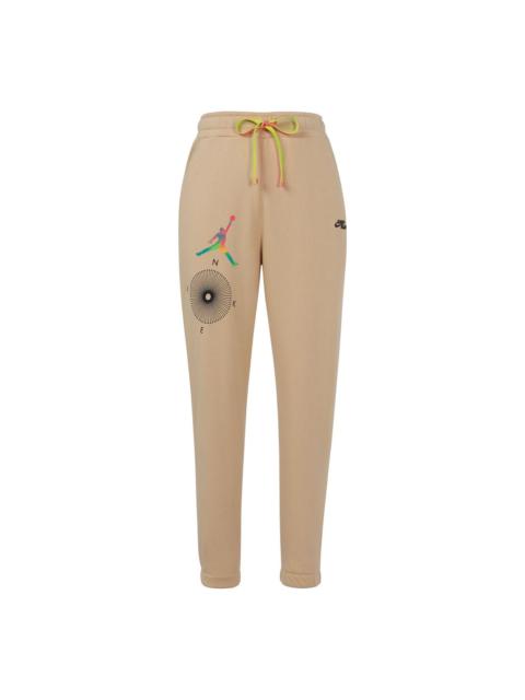 Jordan Air Jordan Word Embroidered Drawstring Casual Joggers/Pants/Trousers Men's Brown DQ8016-252