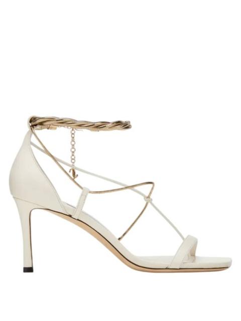 JIMMY CHOO Jimmy Choo Oriana 75 Gold Chains Nappa Sandals