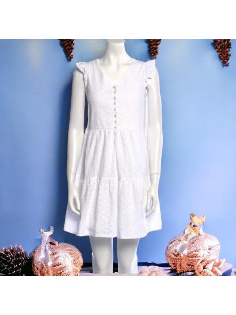 Other Designers Joie White Eyelet Lace Cap Sleeve Babydoll Cotton Sun Mini Dress XL NWT 14