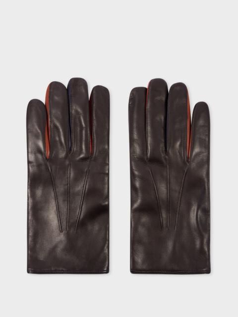 Paul Smith Brown Leather 'Concertina' Gloves