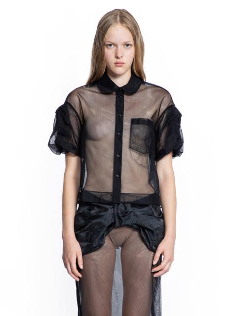 Simone Rocha Sheer-Cropped-Puff-Bow-Sleeve-Shirt
