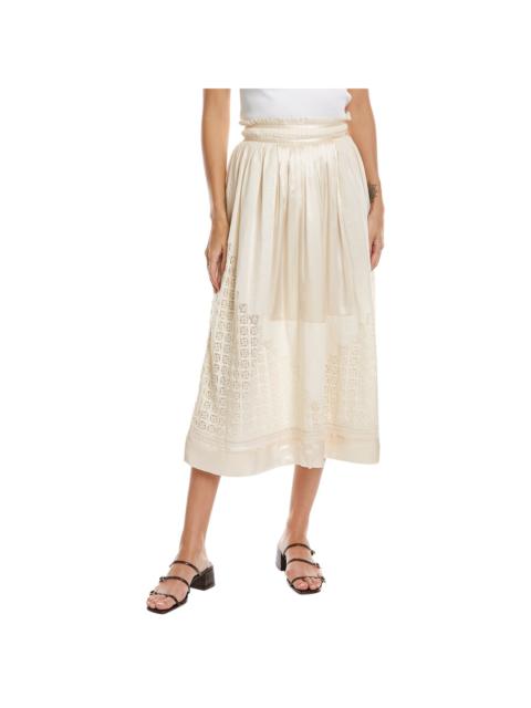 ULLA JOHNSON Ulla Johnson Pleated Silk & Linen-Blend Skirt