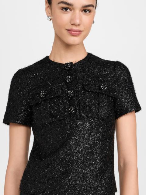 Black Tinsel Boucle Top