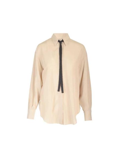 Brunello Cucinelli Brunello Cucinelli Womens Sand Silk Oversized Shirt