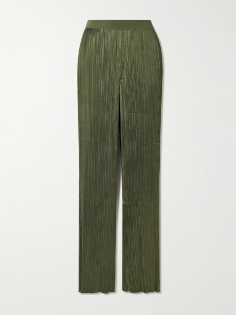 JOSEPH Amber Plissé-satin Wide-leg Pants