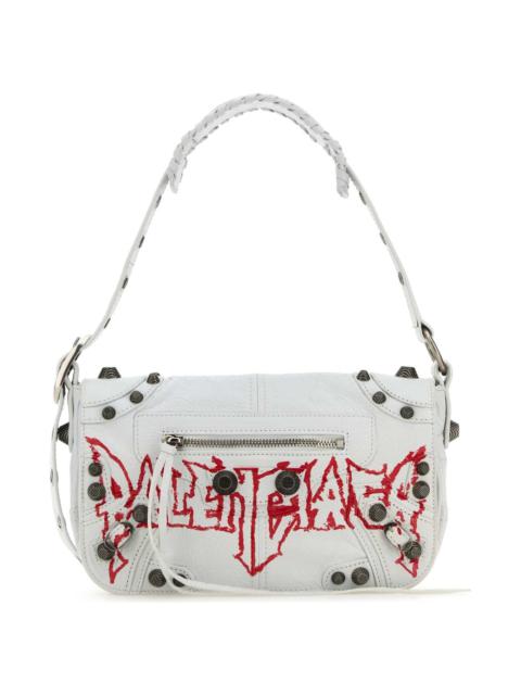 BALENCIAGA White Leather Le Cagole Xs Diy Metal Crossbody Bag