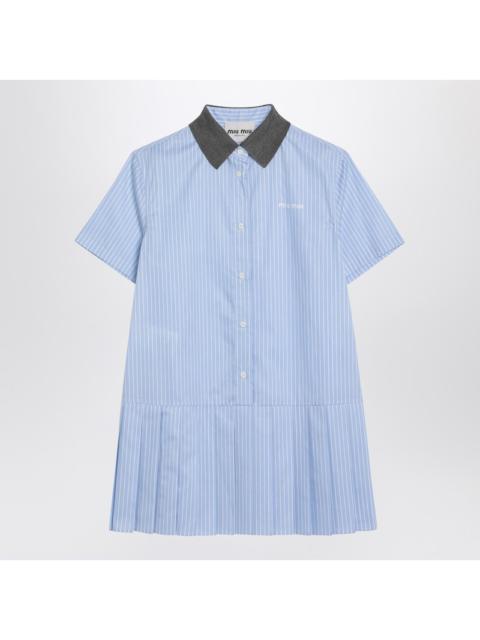 Miu Miu Miu Miu Light Blue/White Striped Mini Chemisier Dress Women