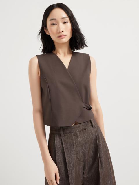 Brunello Cucinelli Tropical luxury wool vest with monili