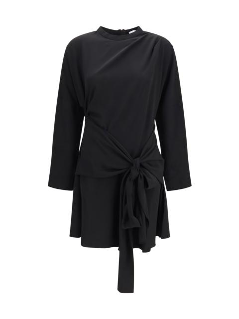 GANNI Ganni Draped-knot Crepe Mini Dress Black