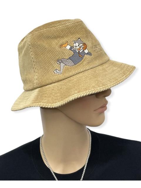 Other Designers Vintage - DOPE🔥Vtg GREEN CLUB Embroidery TOM CAT Corduroy Bucket Hat