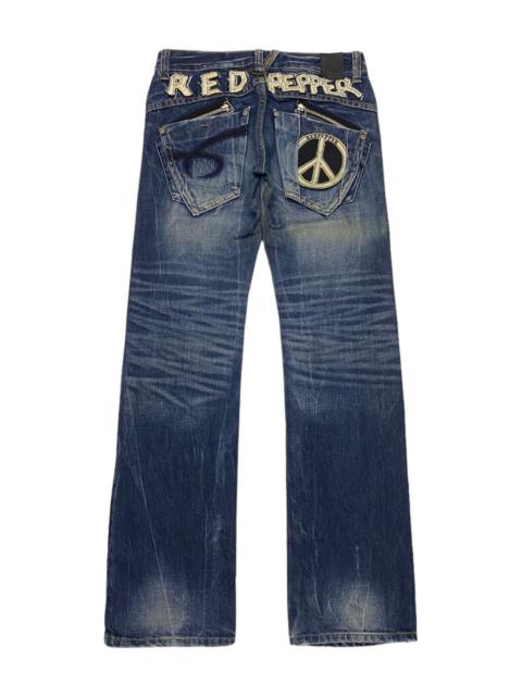 Hysteric Glamour 🔥GRAIL 🇯🇵 RED PEPPER "PEACE" DISTRESSED DENIM JEANS