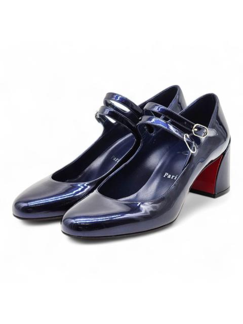 Miss Jane Leather Pumps 55mm Navy Blue EU 37.5 US 7 - $945