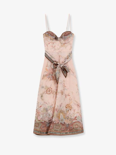 Zimmermann Zimmermann Alchemy Silk And Linen Blend Midi Dress With All-Over Floral Print