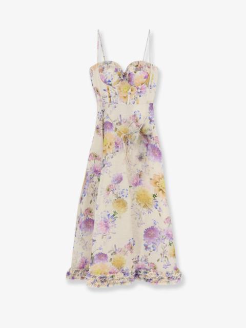 Zimmermann Zimmermann Luna Silk And Linen Blend Midi Dress