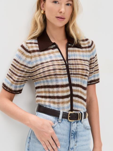 rag & bone Leva Short Sleeve Zip Sweater