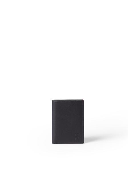 Brunello Cucinelli Brunello Cucinelli Grained leather passport holder in Black at Nordstrom