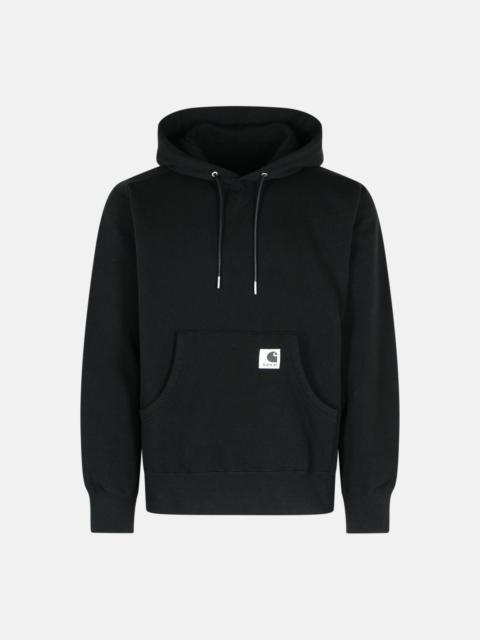 sacai 'CHARHARTT WORK IN PROGRESS' BLACK COTTON SWEATSHIRT