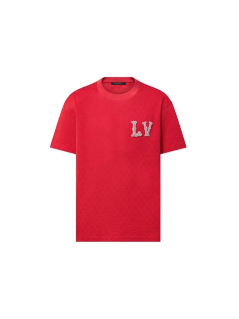 Louis Vuitton Louis Vuitton Cotton Pique T-Shirt with Embroidered LV Patch Bright Red