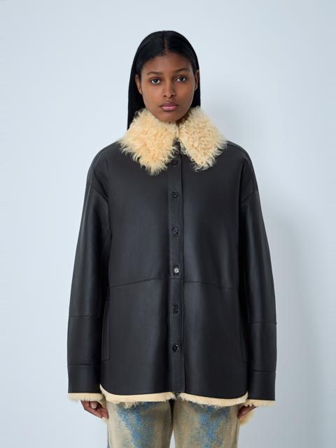 Acne Studios Shearling-Collar Leather Jacket