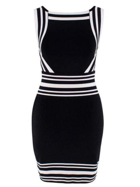 Square-neck Stripe-trim Knit Dress